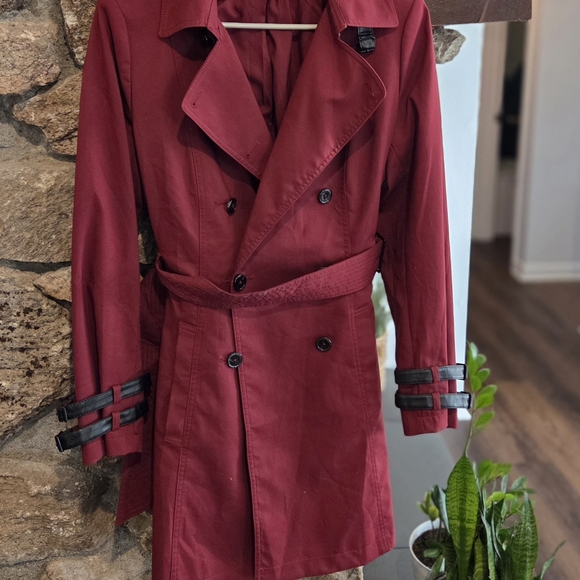 White House Black Market Burgundy Trench Coat - Picture 5 of 5